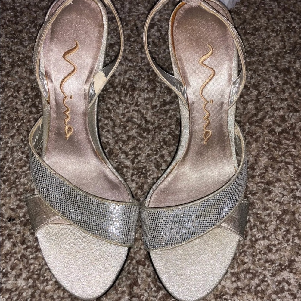 Nina Authentic Leather Sole Sparkle Heels